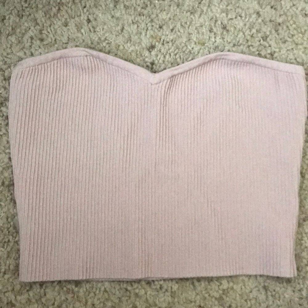Ribbed pink tube top